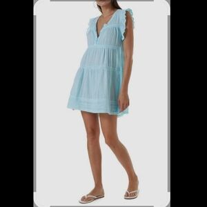 MELISSA ODABASH Size M Light Blue Ruffle Sleeve Dress Sleepwear New